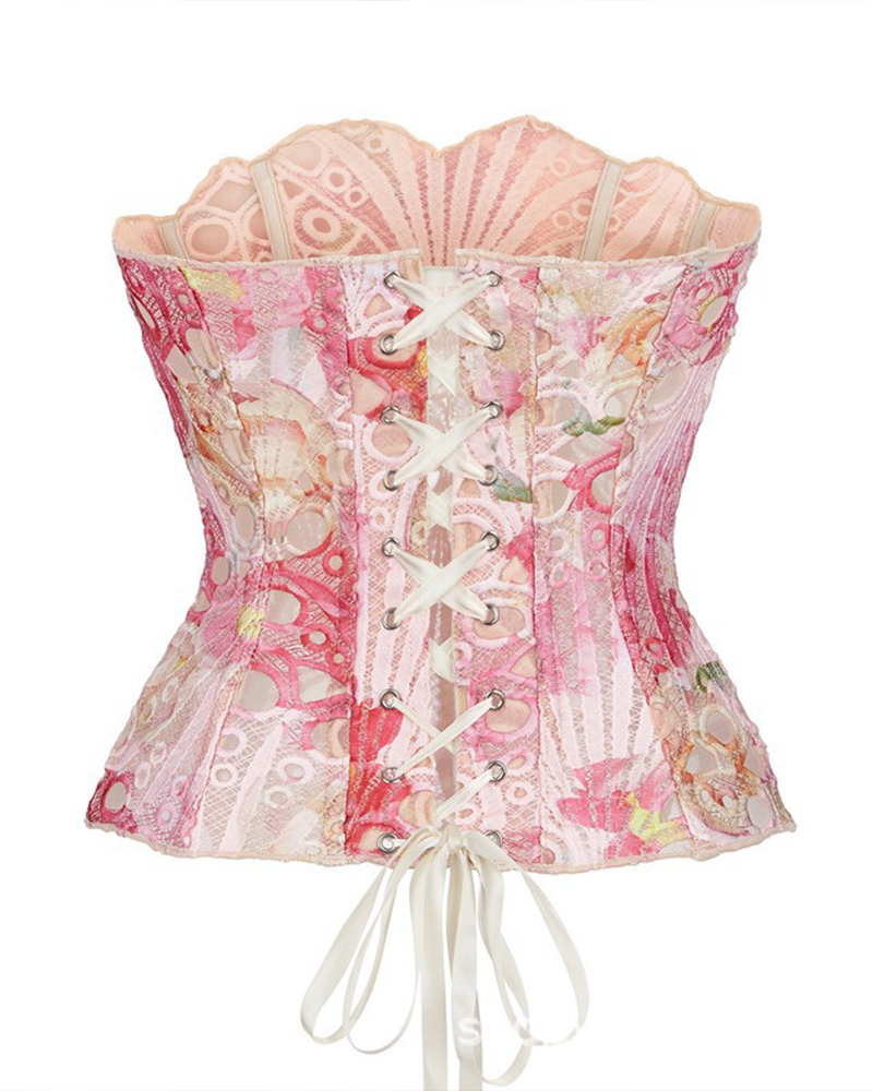 Irregular Lace Mesh Corset