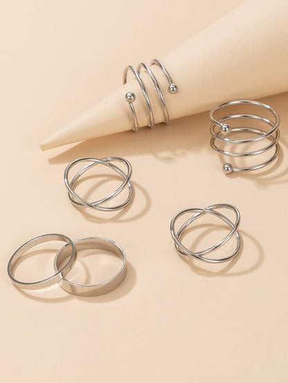6pcs Cross Decor Ring for Women