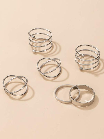 6pcs Cross Decor Ring for Women