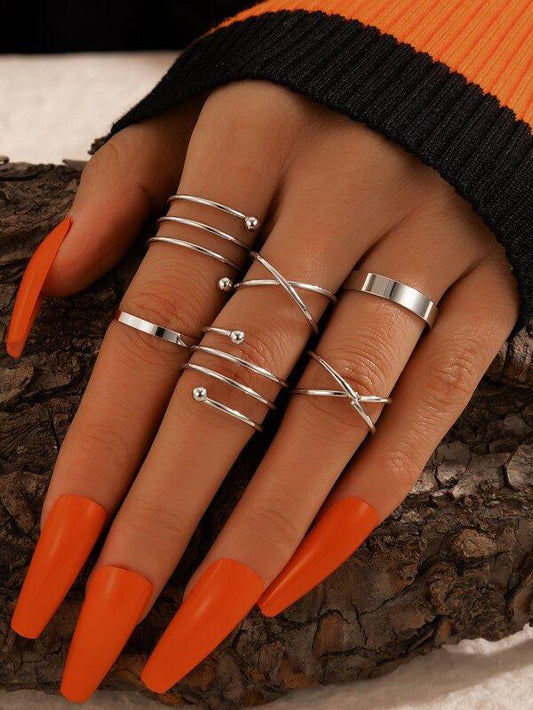 6pcs Cross Decor Ring for Women