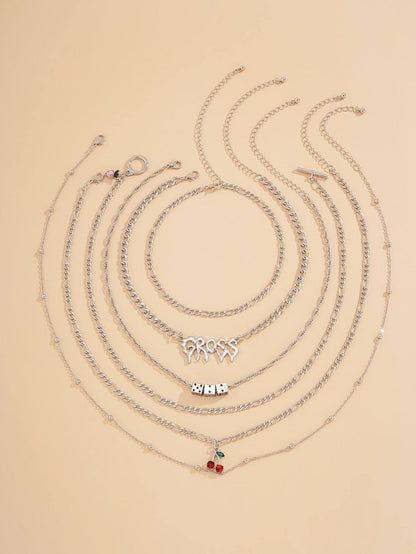 6pcs Rhinestone Fruit Decor Necklace for Women