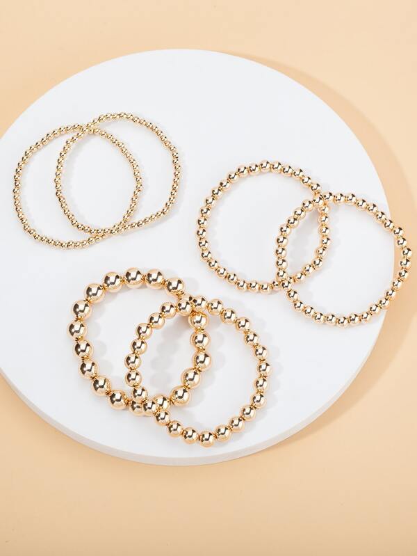 6pcs Round Ball Beaded Bracelet for Women