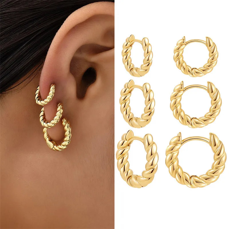 Fashion Gold Love Heart Women Simple Cute Circle Piercing Buckle Statement Jewelry Earring