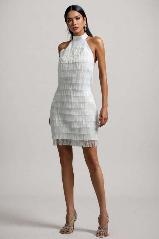 Ralphas White Fringe Mini Dress