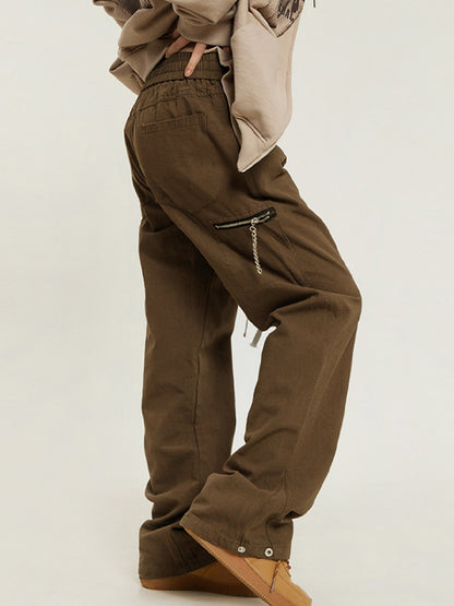 Casual Zipper Decor Cargo Pants