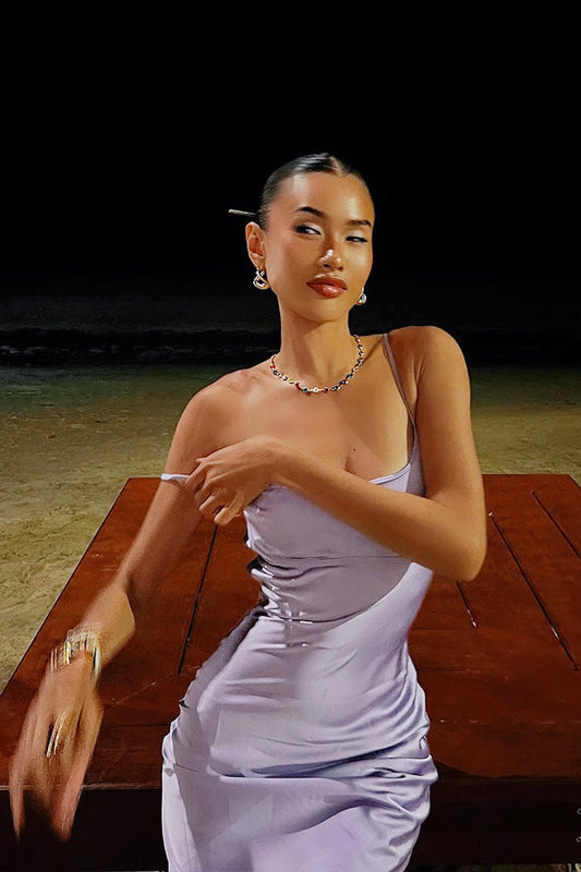 Pearl Satin Backless Bodycon Silk Dress