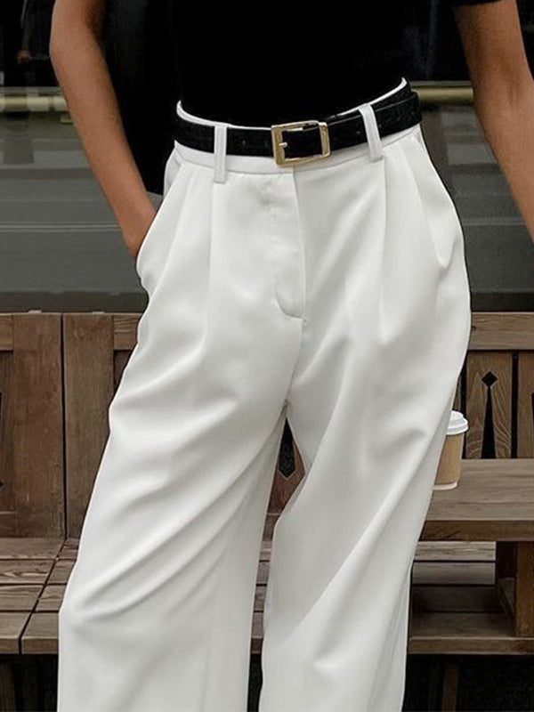 White High Rise Tailored Pants