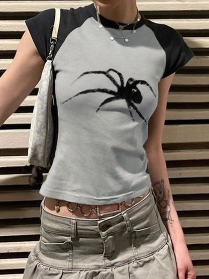 Street Spider Raglan Sleeve Cropped Top