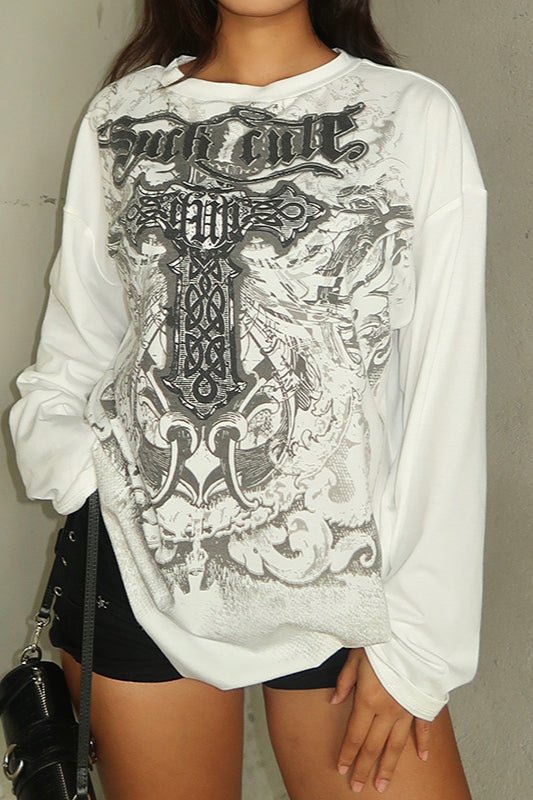 Graphic Long Sleeve Casual T-shirt