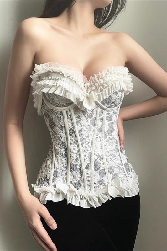 Sweet Ruffle Bow Detail Crop Corset