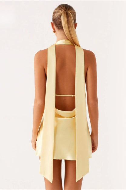 Deep V Backless Tank Mini Dress