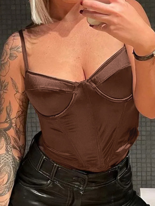 Solid Irregular Hem Corset Top