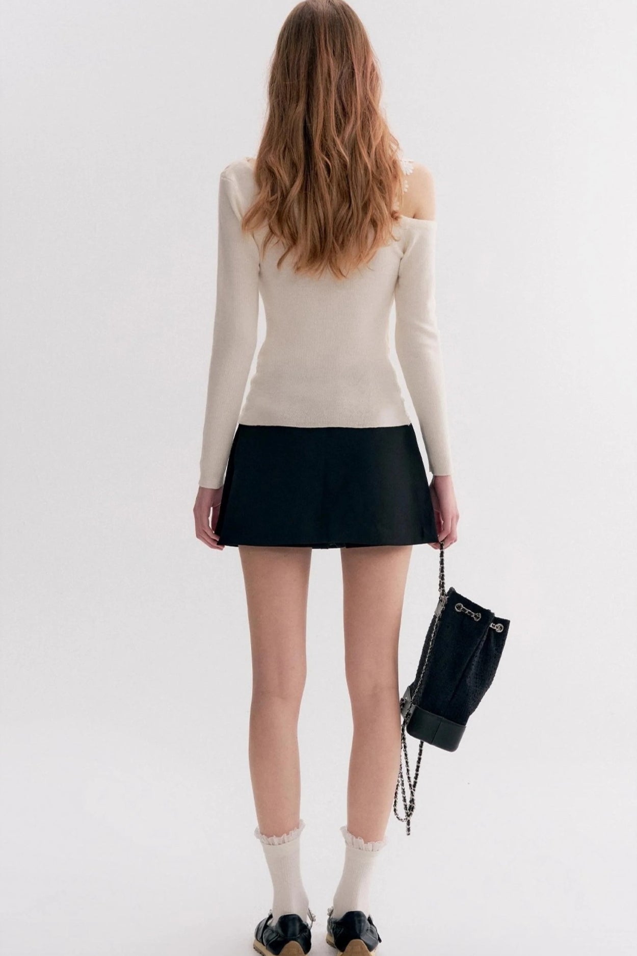 Lace Trim One Shoulder Slim Sexy Long Sleeve Blouse