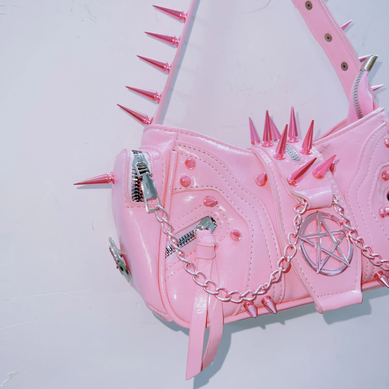 Rivet PU leather metal chain handbag  | Festival Outfits Women