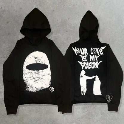 Gothic Print Zipper Hoodie
