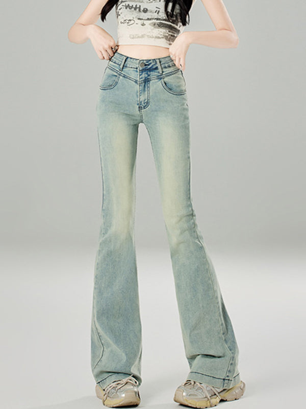 High Waist Retro Design Flare Jeans