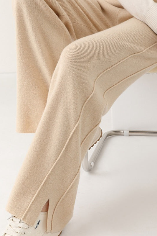 Wool Soft Straight Split Knit Pants