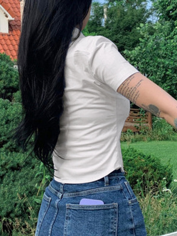 Plain Slim Short Sleeves Shirts