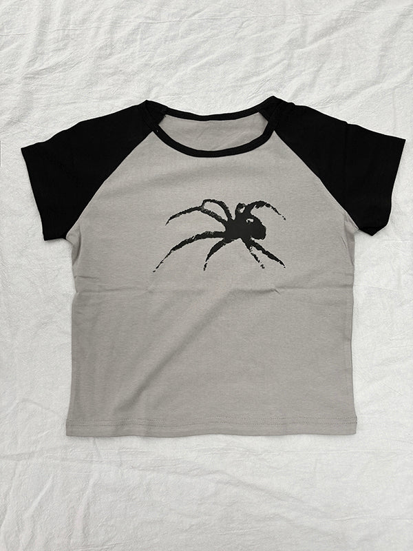 Street Spider Raglan Sleeve Cropped Top
