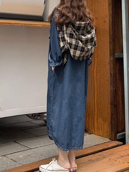 Denim Dual Pocket Shirt Maxi Dress