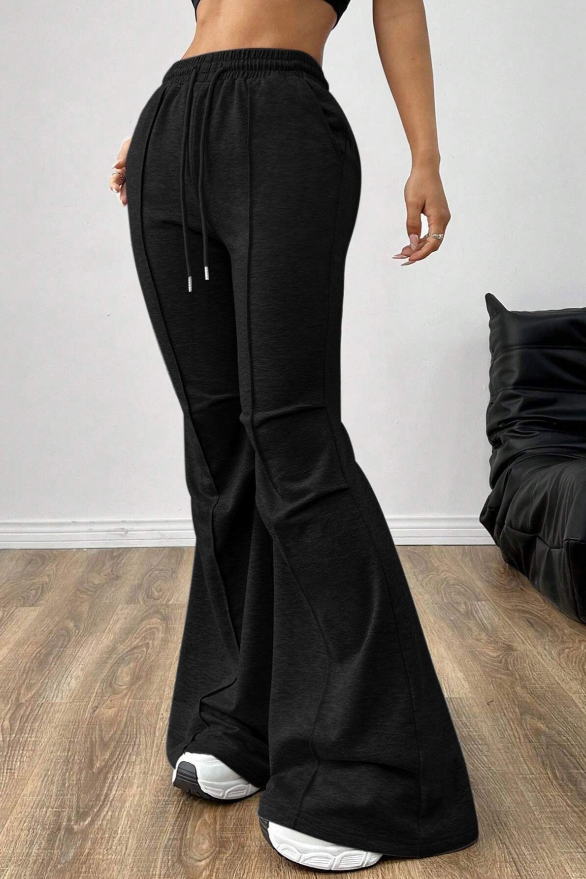Solid Color Flare Casual Sweat Pants
