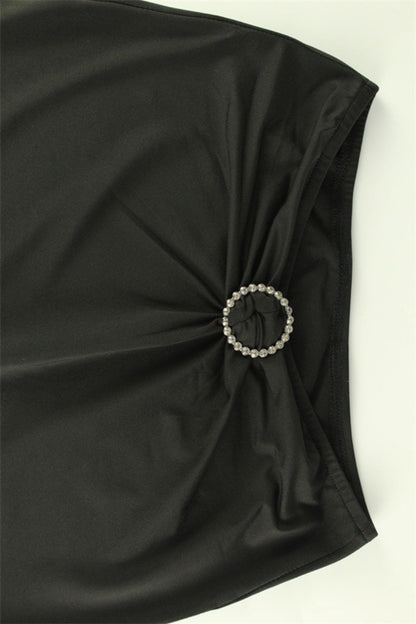 Corset Cut Out Top Rhinestone Detail Skirt Set