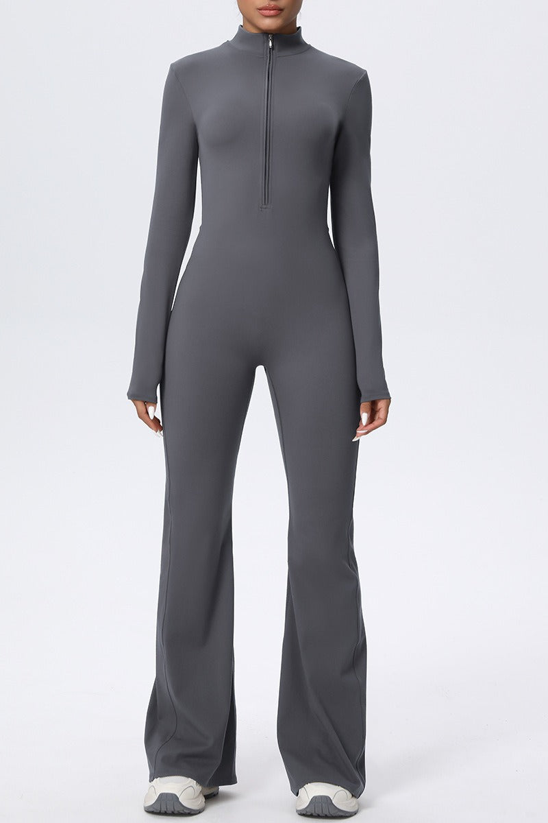 Zipper Cloud Soft Slim Long Sleeve Yoga Jumpsuit