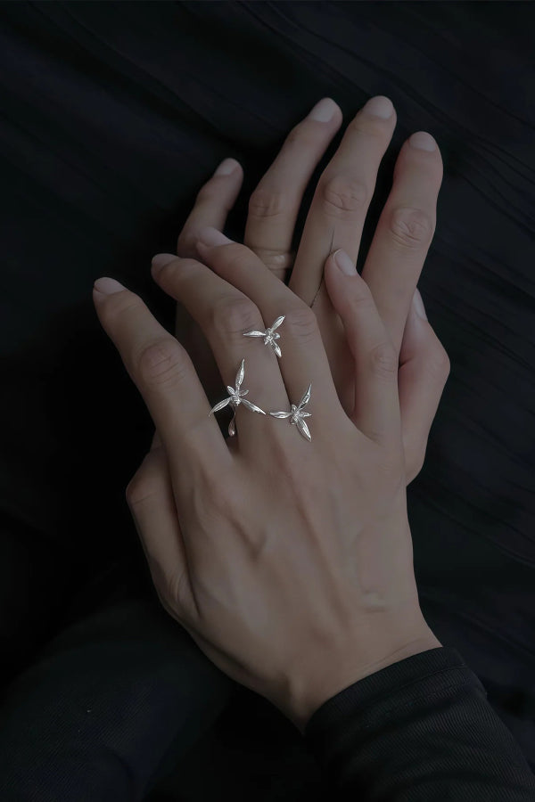 Elegant Chinese-style 3D Orchid Open Ring
