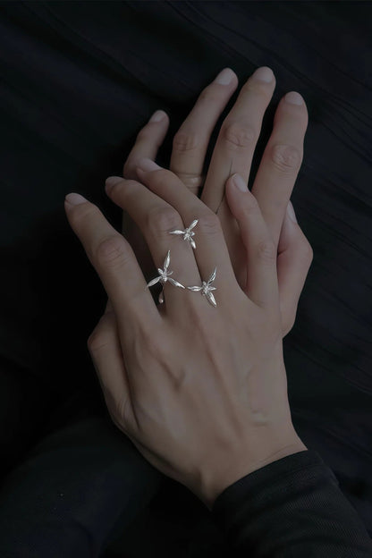 Elegant Chinese-style 3D Orchid Open Ring