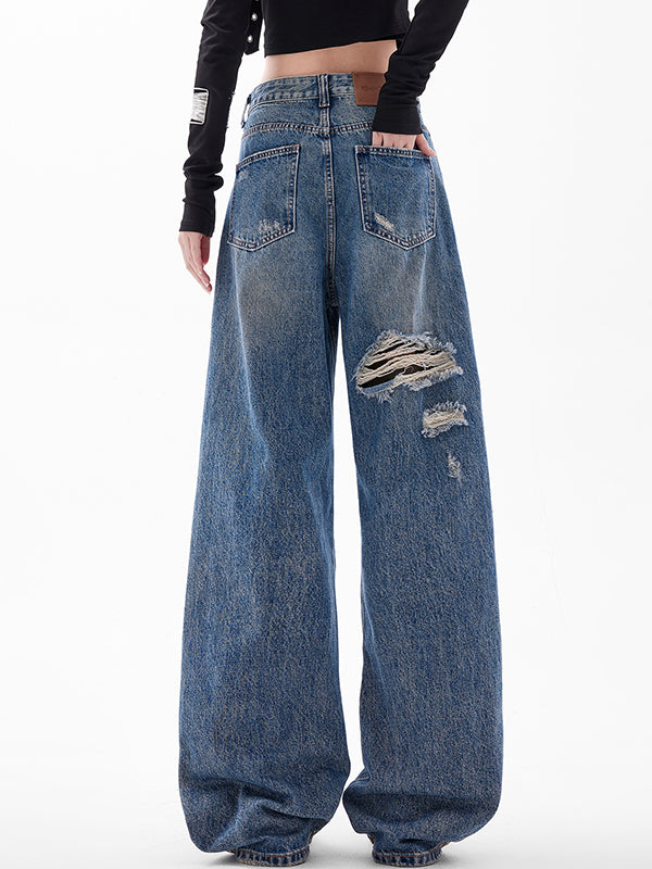American Retro Hole Boyfriend Jeans