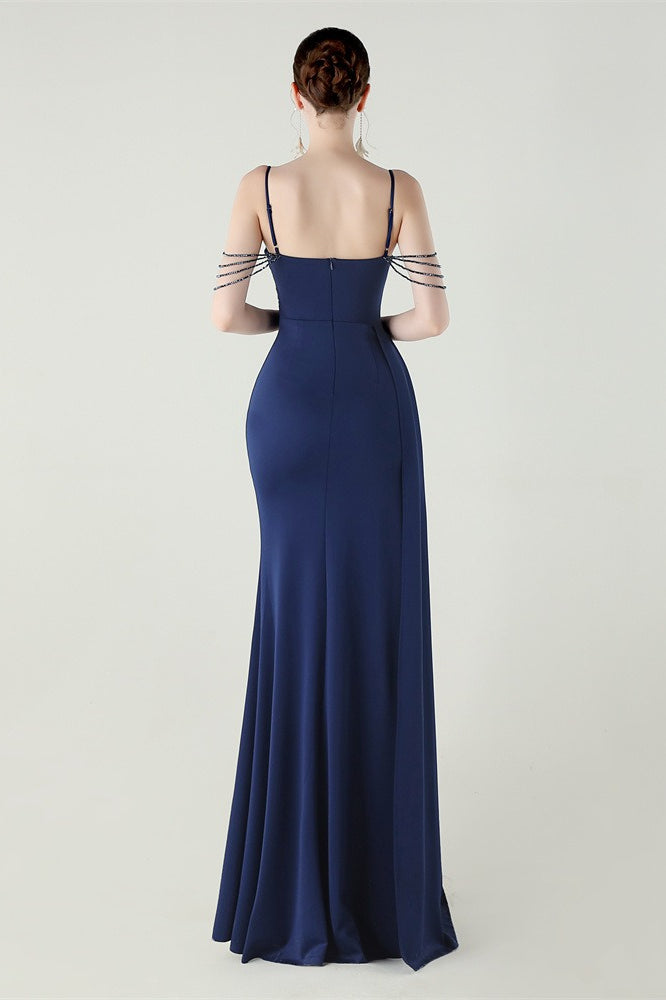 Satin Spaghetti Strap Mermaid Party Dress
