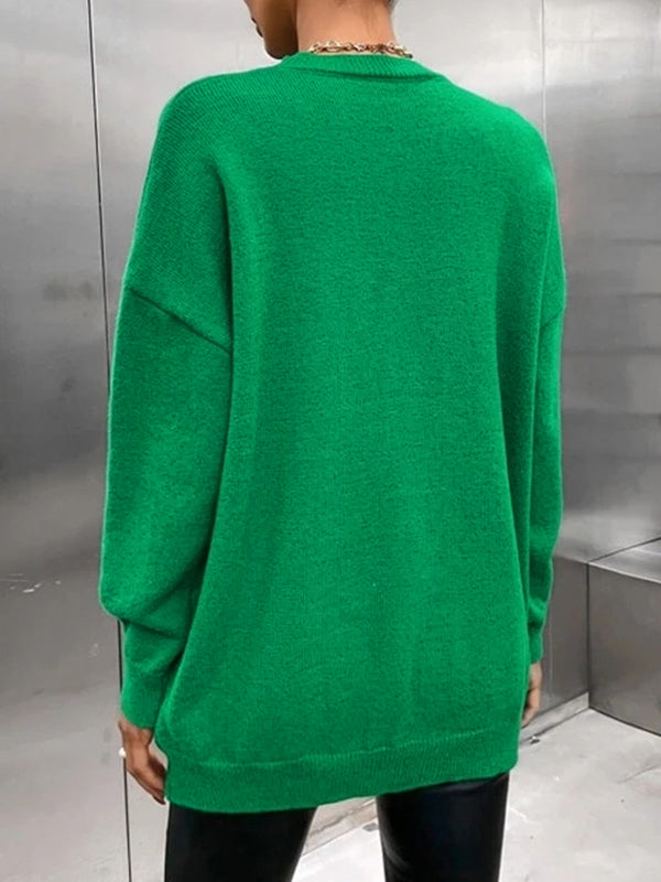 Contrast Color Letter Print Pull Over Sweater