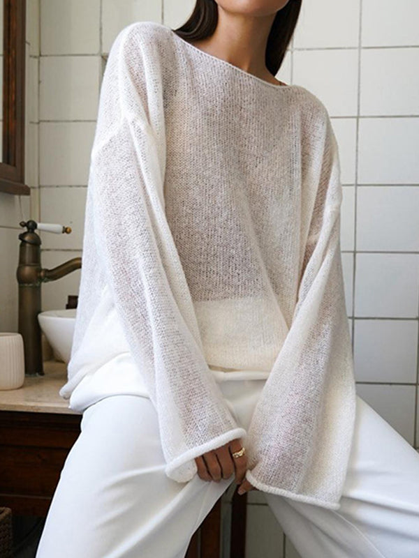 Bell Sleeve Hollow Knit Cardigan