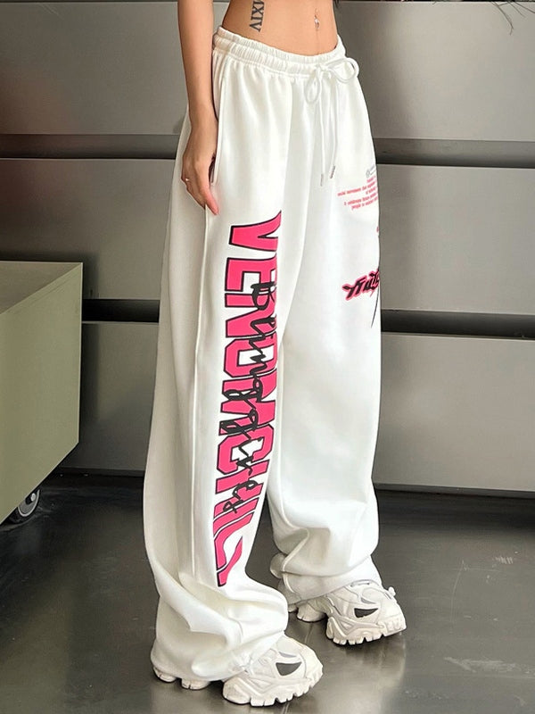 Contrast Color Print Loose Sweatpants