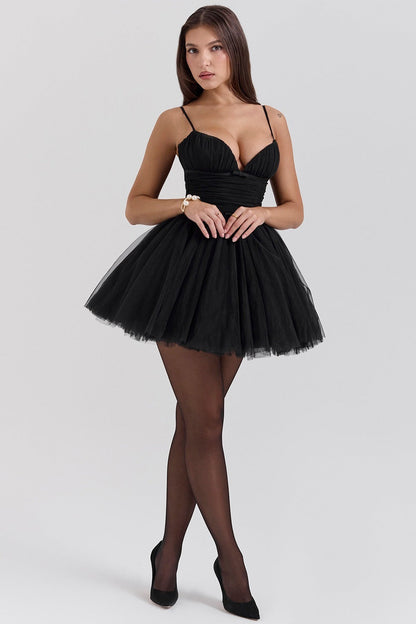 Chiffon Lace-up Backless Cocktail Dress
