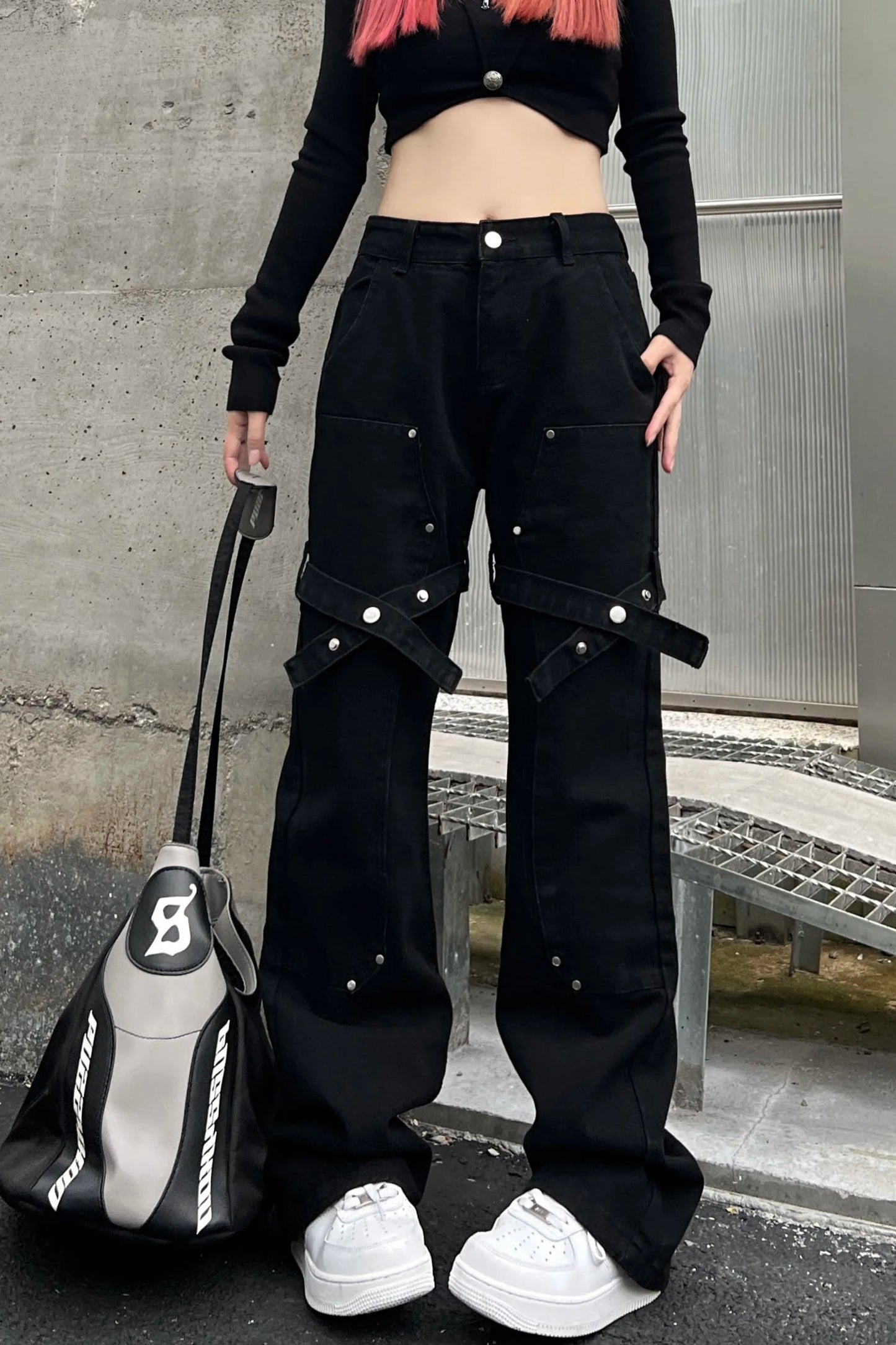 Black Utility Belt Cargo Pant