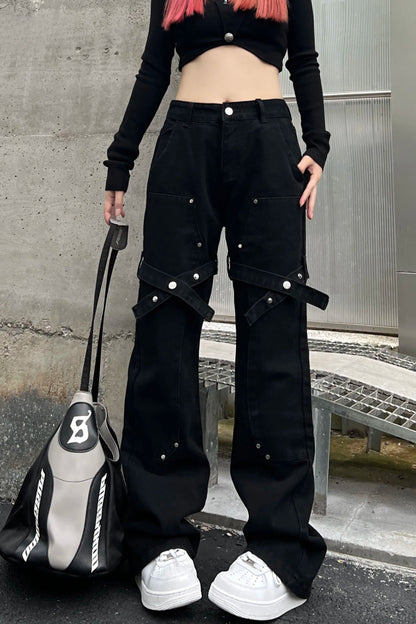 Black Utility Belt Cargo Pant