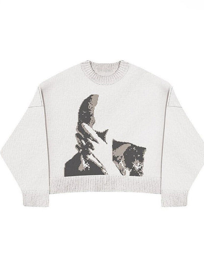 Face Print Oversized Sweaters