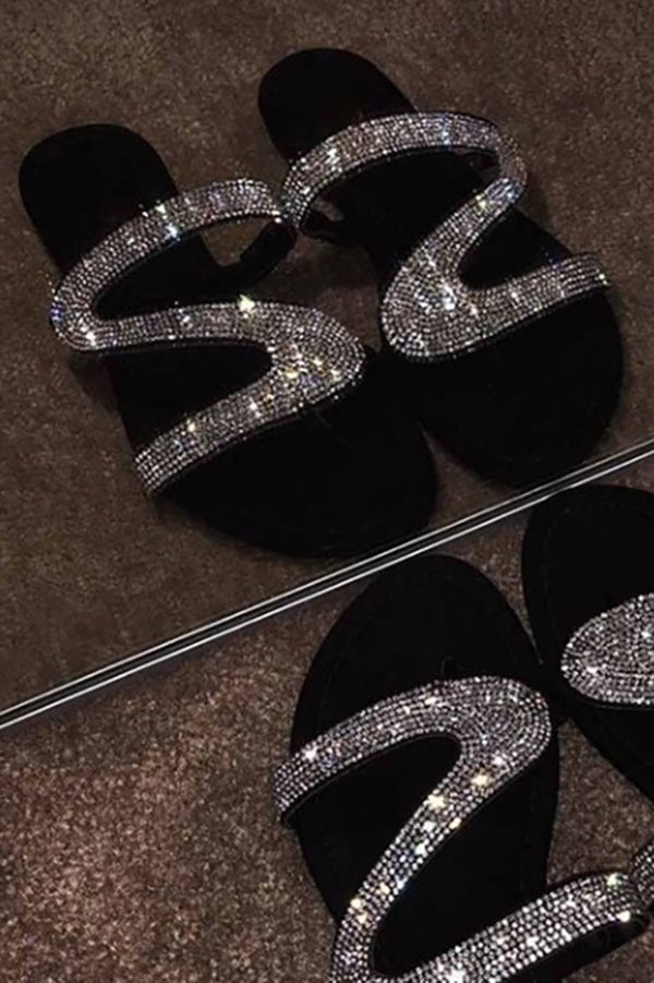 Summer Rhinestone Flat Beach Sandals