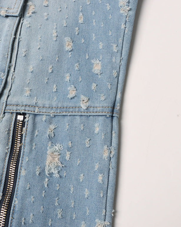 High Waist Loose Ripped Cargo Jeans