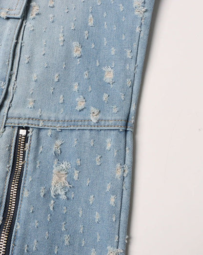 High Waist Loose Ripped Cargo Jeans