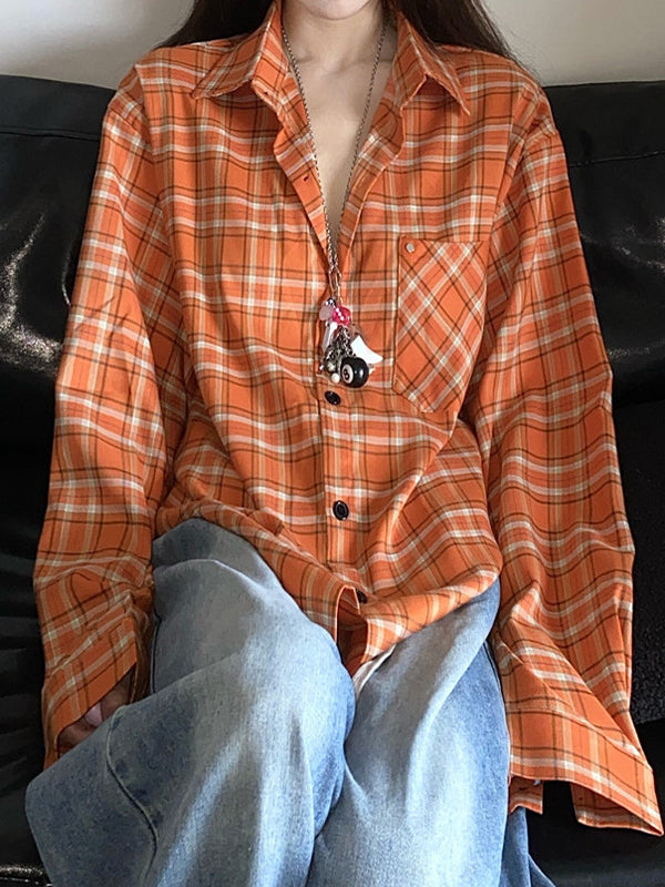 Street Plaid Long Sleeves Shirts