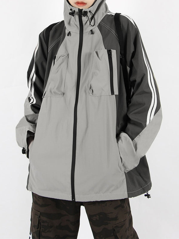 Outdoor Color Block Splice Hooded Jacket