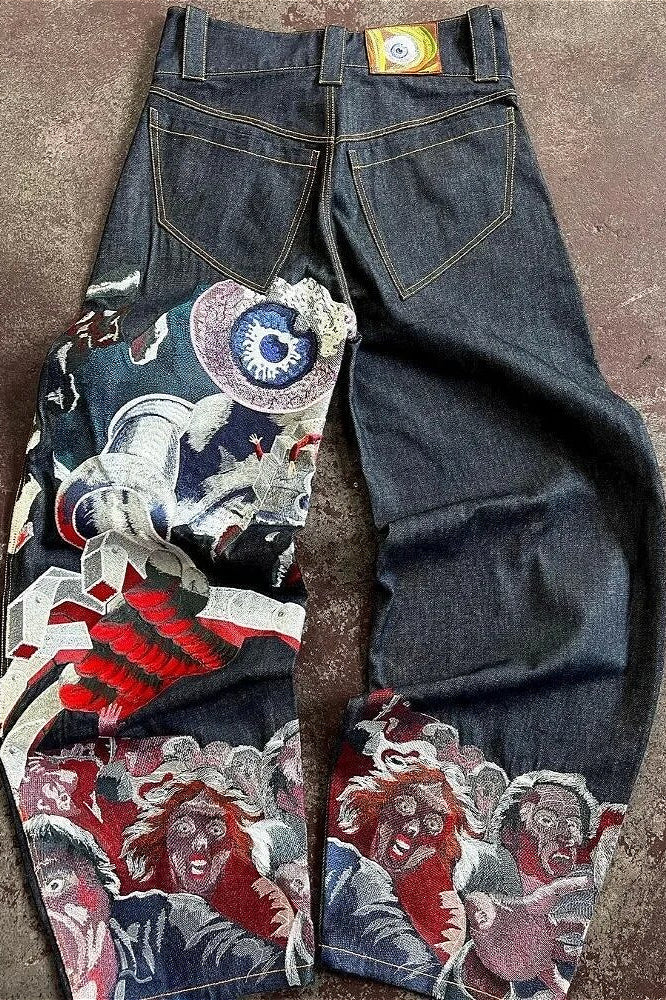 Retro Crafted Wide Leg Men's Denim Pants