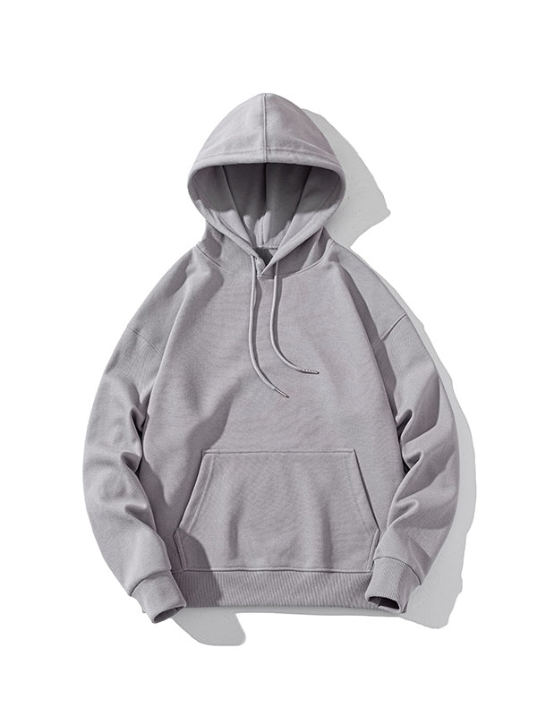 Men’s Solid Color Pure Cotton Drop Shoulder Oversized Hoodie