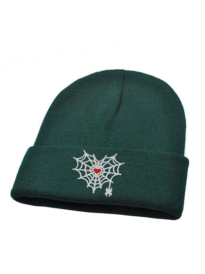 Gothic Spider Web Heart Knit Hat