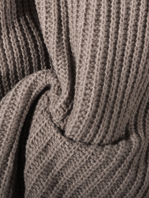 Solid Crew Neck Knit Sweater