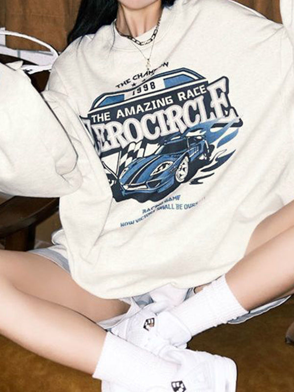Vintage Racing Car Print Sweatshirt