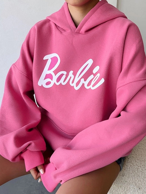 Contrast Color Letter Print Oversized Hoodie
