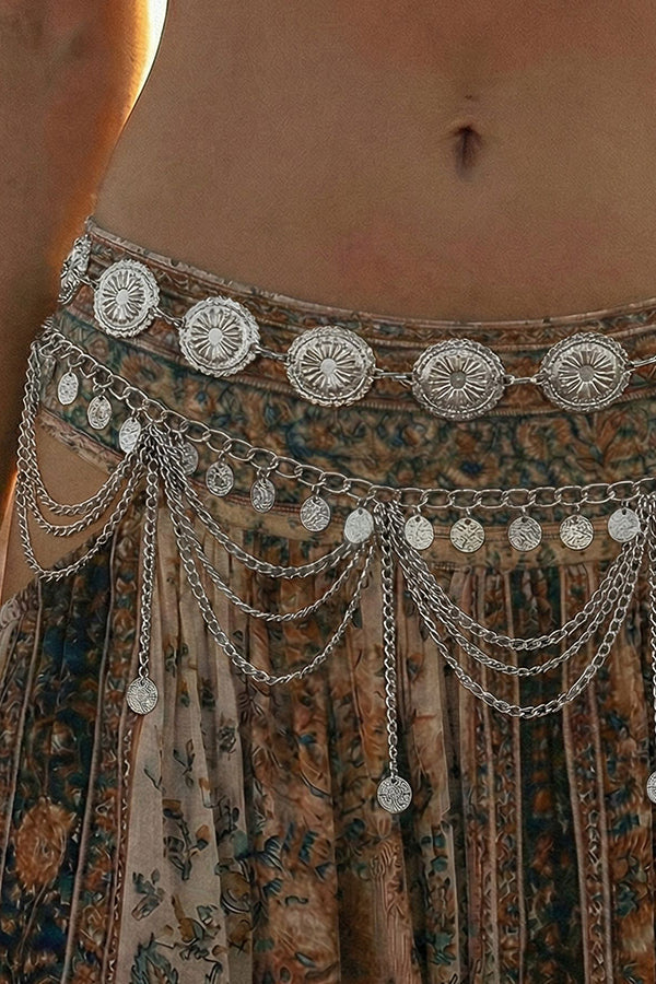 Vintage-style Ethnic Openwork Floral Body Chain